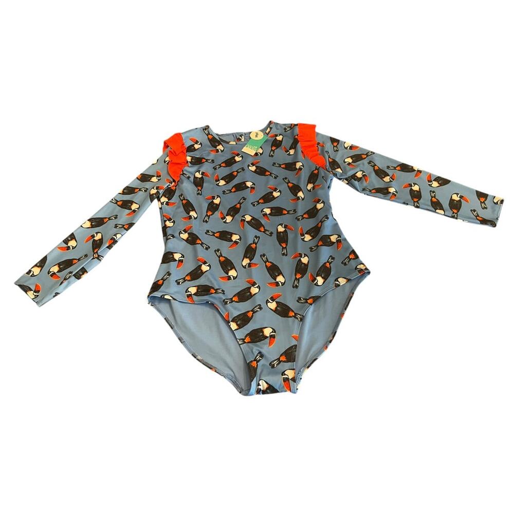 3XL Girls Youth Oasis One Piece Swimsuit Long Sleeve Toucan Bird New